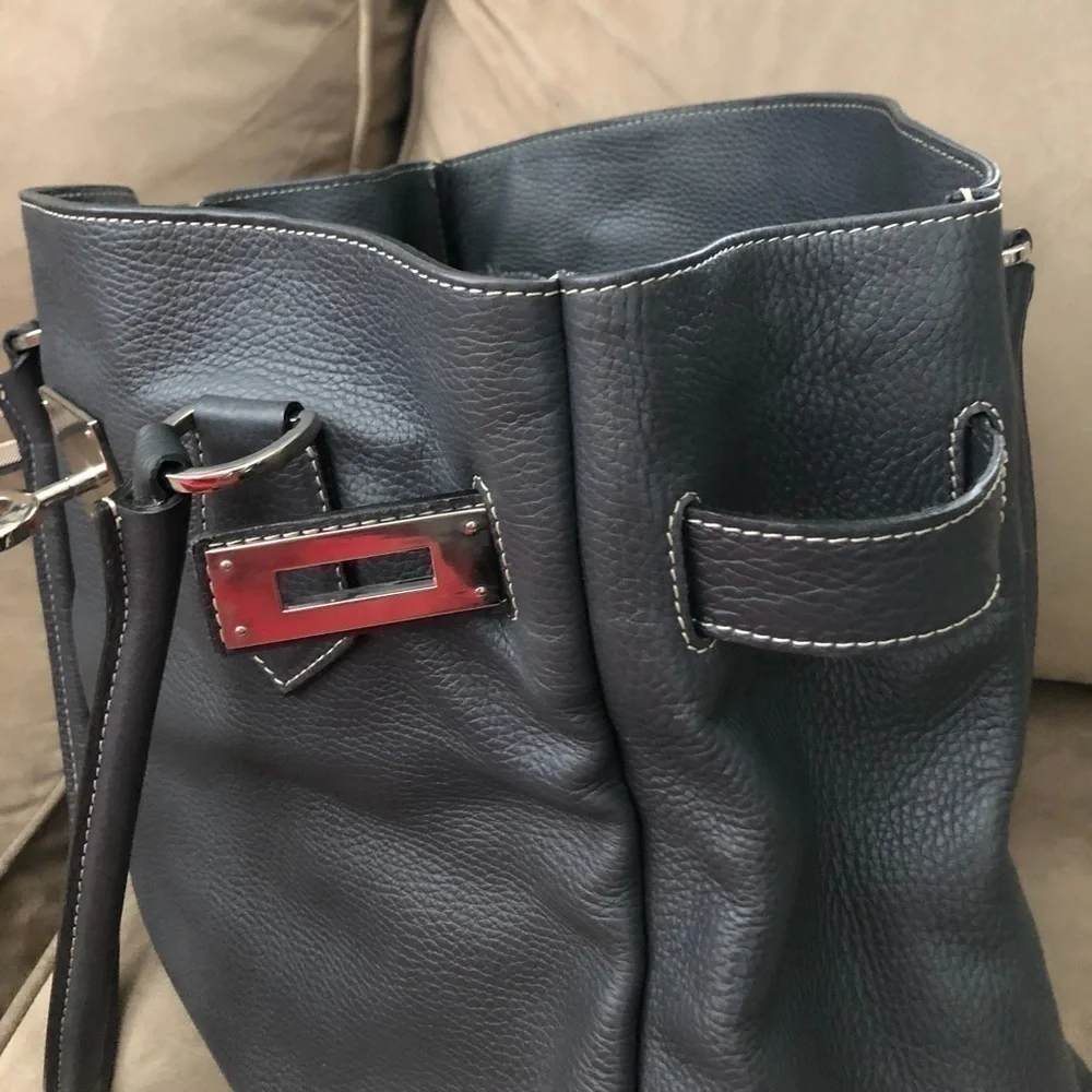 Luxury LAURENT EFFEL GREY LEATHER SATCHEL (FRANCE)